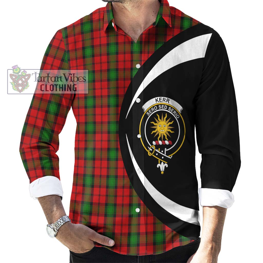 Kerr Tartan Long Sleeve Button Up with Family Crest Circle Style - Tartan Vibes Clothing