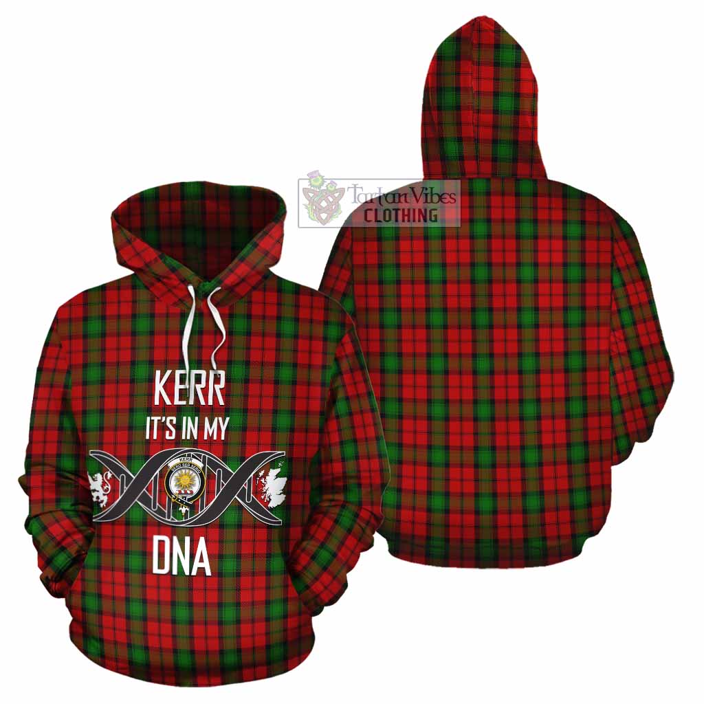 Tartan Vibes Clothing Kerr Tartan Cotton Hoodie with Family Crest DNA In Me Style