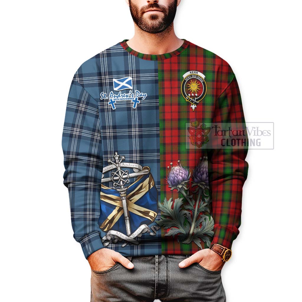 Tartan Vibes Clothing Kerr Tartan Sweatshirt Happy St. Andrew's Day Half Tartan Style