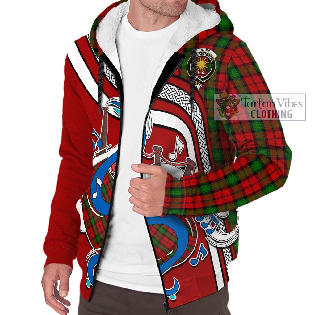 Kerr Tartan Sherpa Hoodie with Epic Bagpipe Style Unisex - Tartanvibesclothing Shop