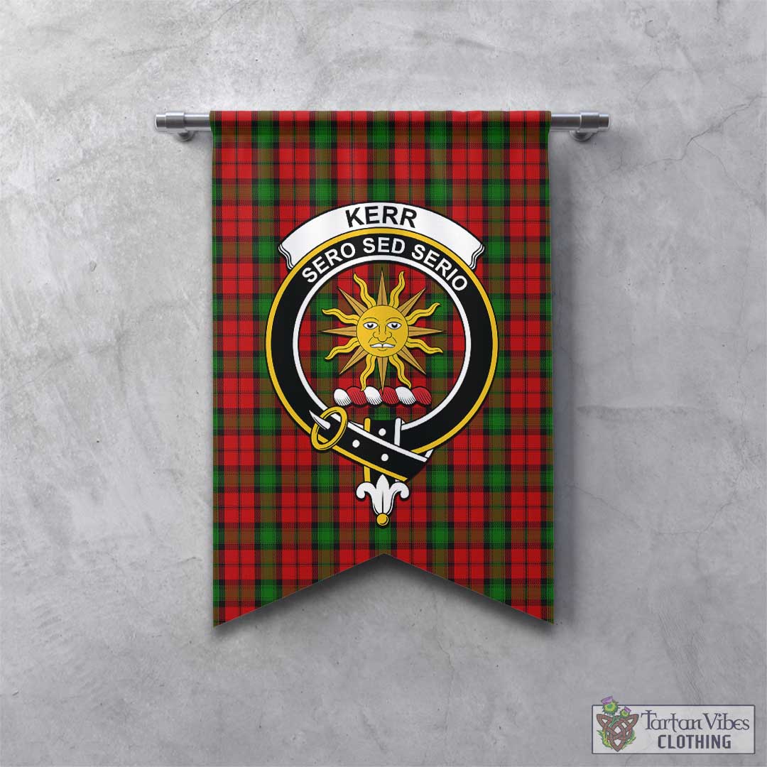 Tartan Vibes Clothing Kerr Tartan Gonfalon, Tartan Banner with Family Crest