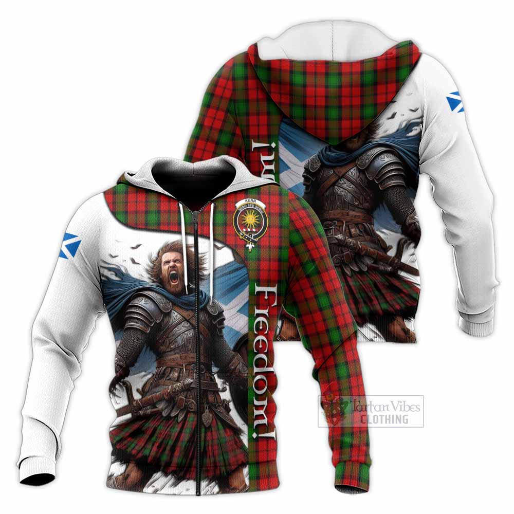 Tartan Vibes Clothing Kerr Crest Tartan Knitted Hoodie Inspired by the Freedom of Scottish Warrior