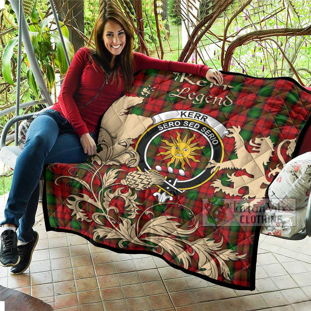 Tartan Vibes Clothing Kerr Tartan Quilt with Family Crest and Scottish Symbol Style