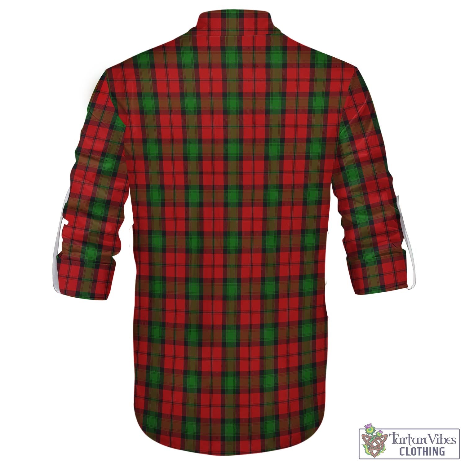 Tartan Vibes Clothing Kerr Tartan Men's Scottish Traditional Jacobite Ghillie Kilt Shirt with Family Crest