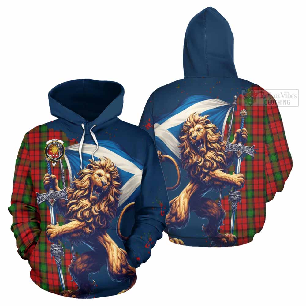 Tartan Vibes Clothing Kerr Tartan Family Crest Hoodie with Scottish Majestic Lion