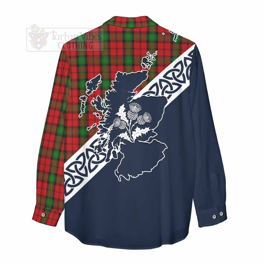 Tartan Vibes Clothing Kerr Tartan Women's Casual Shirt Featuring Thistle and Scotland Map