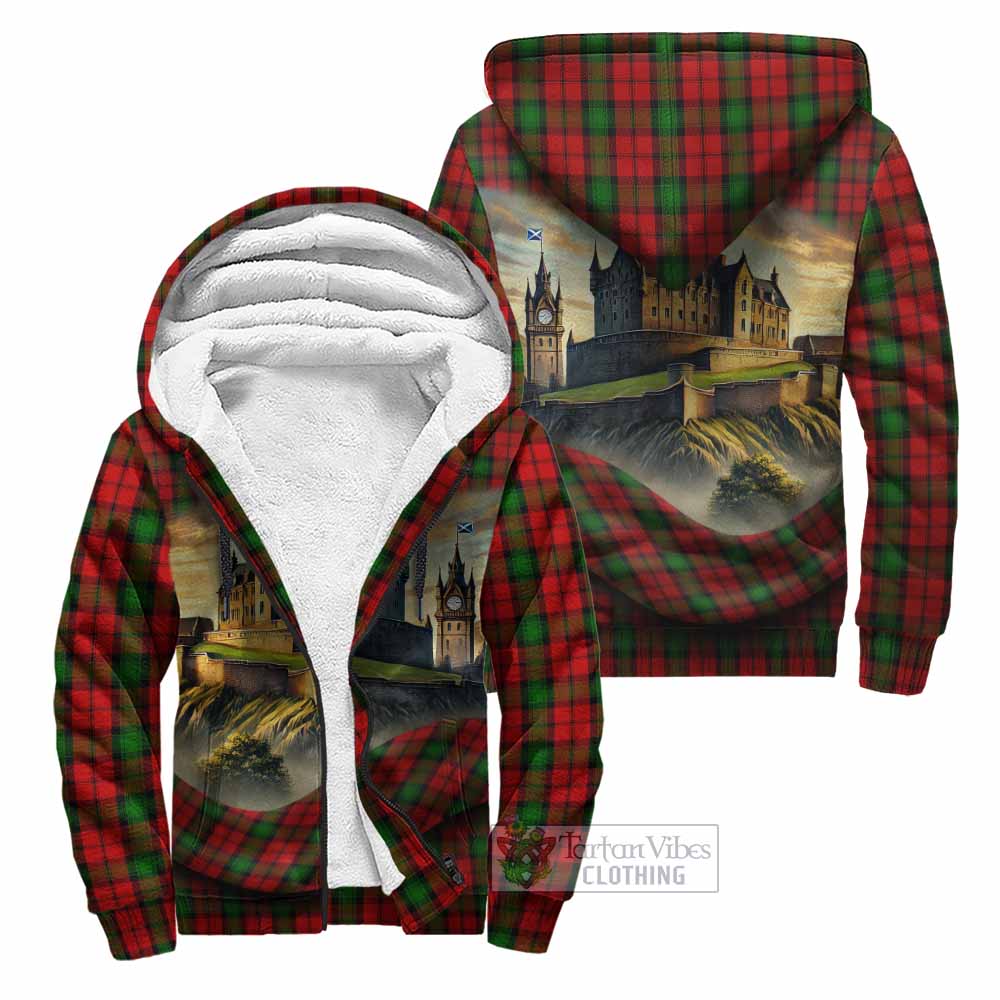 Kerr Tartan Family Crest Sherpa Hoodie with Scottish Ancient Castle Style Unisex - Tartan Vibes Clothing