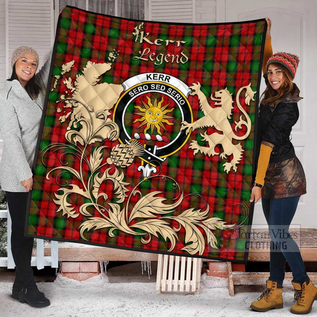 Tartan Vibes Clothing Kerr Tartan Quilt with Family Crest and Scottish Symbol Style