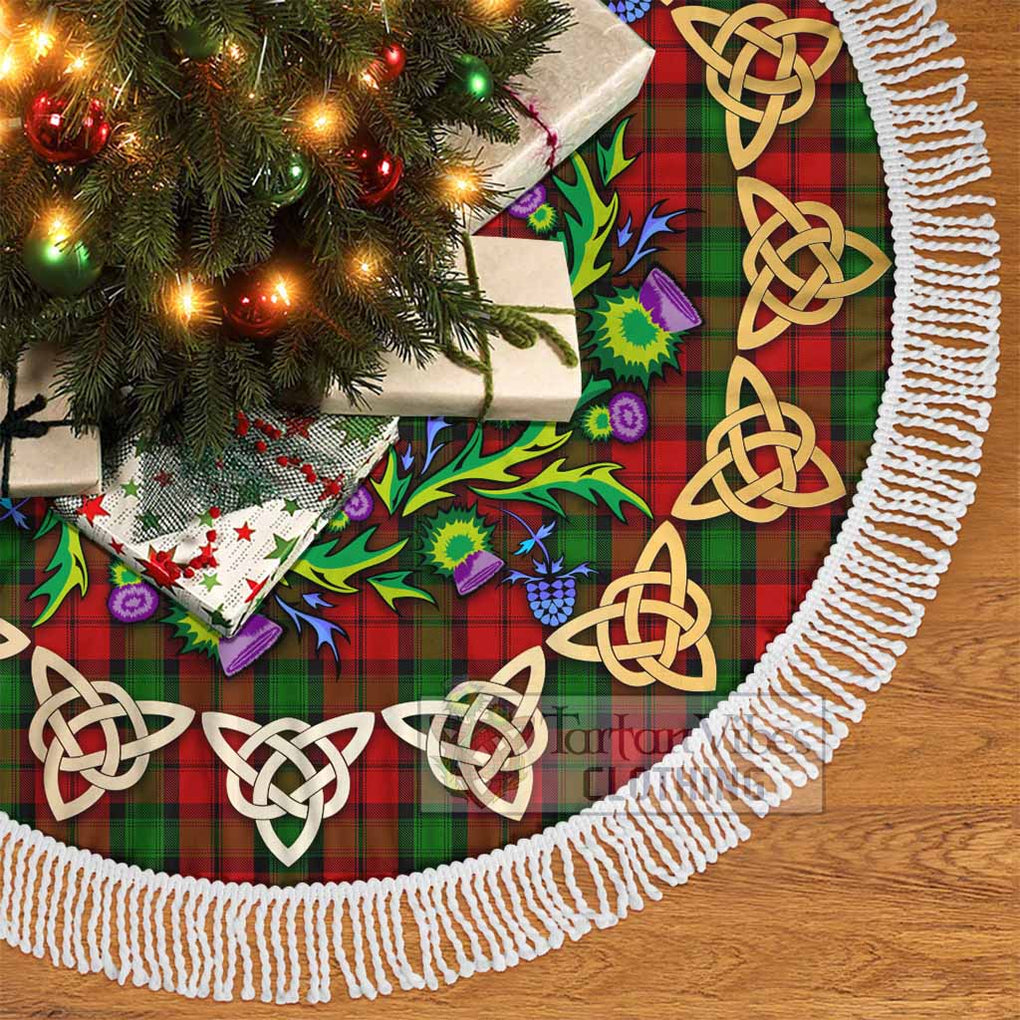 Tartan Vibes Clothing Kerr Tartan Christmas Tree Skirt with Thistle Celtic Knot Style