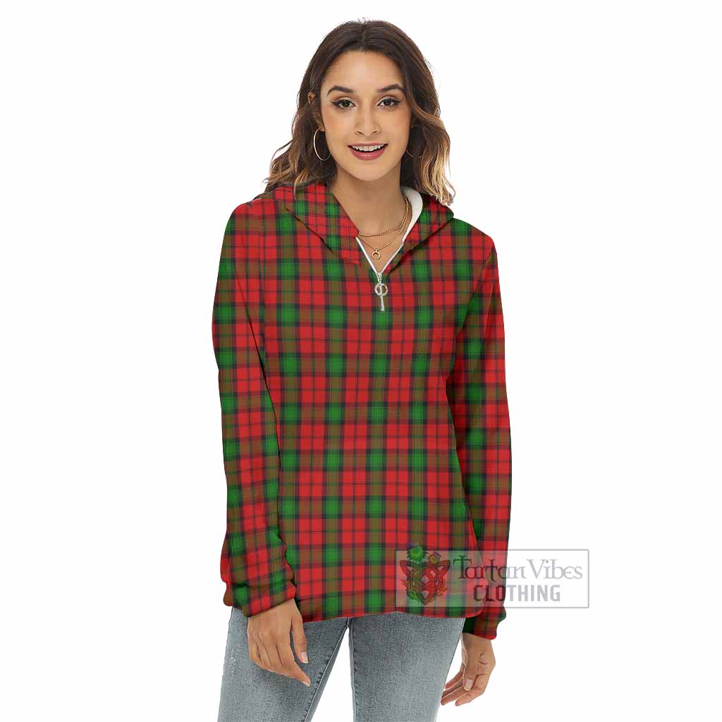 Kerr Tartan Women's Borg Fleece Hoodie with Half Zip - Tartan Vibes Clothing