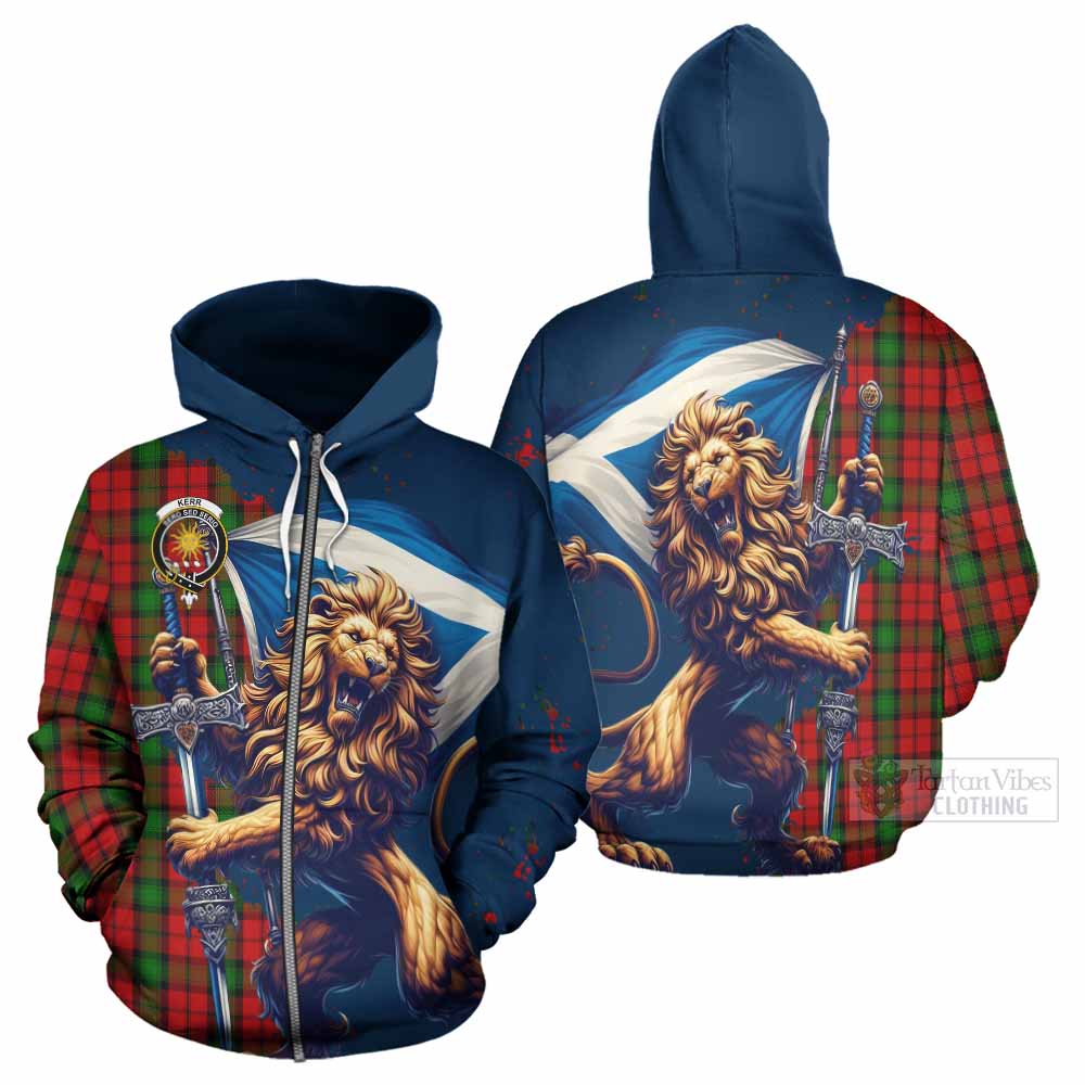 Tartan Vibes Clothing Kerr Tartan Family Crest Hoodie with Scottish Majestic Lion