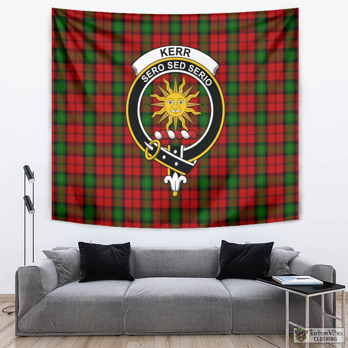 Tartan Vibes Clothing Kerr Tartan Tapestry Wall Hanging and Home Decor for Room with Family Crest