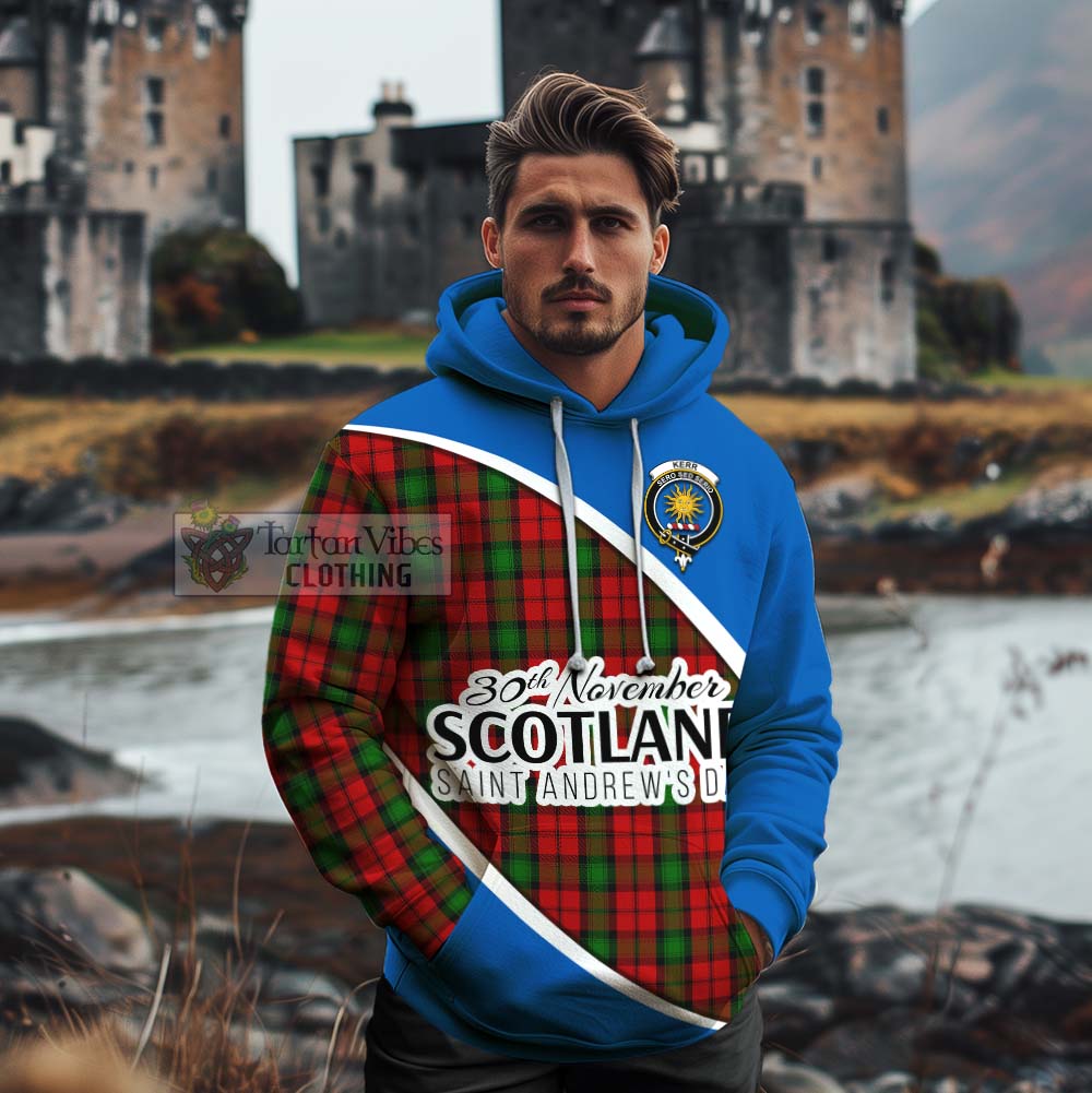 Tartan Vibes Clothing Kerr Family Crest Tartan Cotton Hoodie Celebrate Saint Andrew's Day in Style