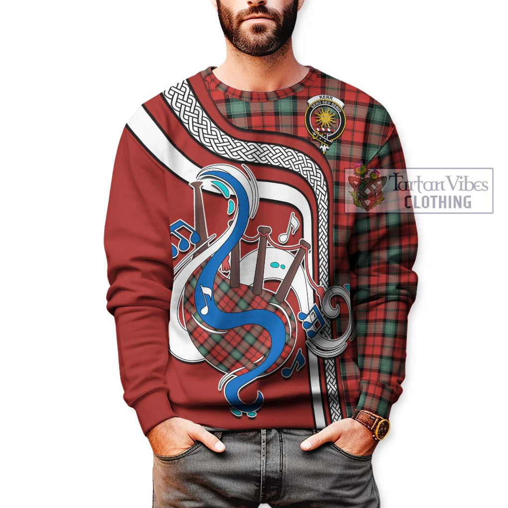 Tartan Vibes Clothing Kerr Ancient Tartan Sweatshirt with Epic Bagpipe Style