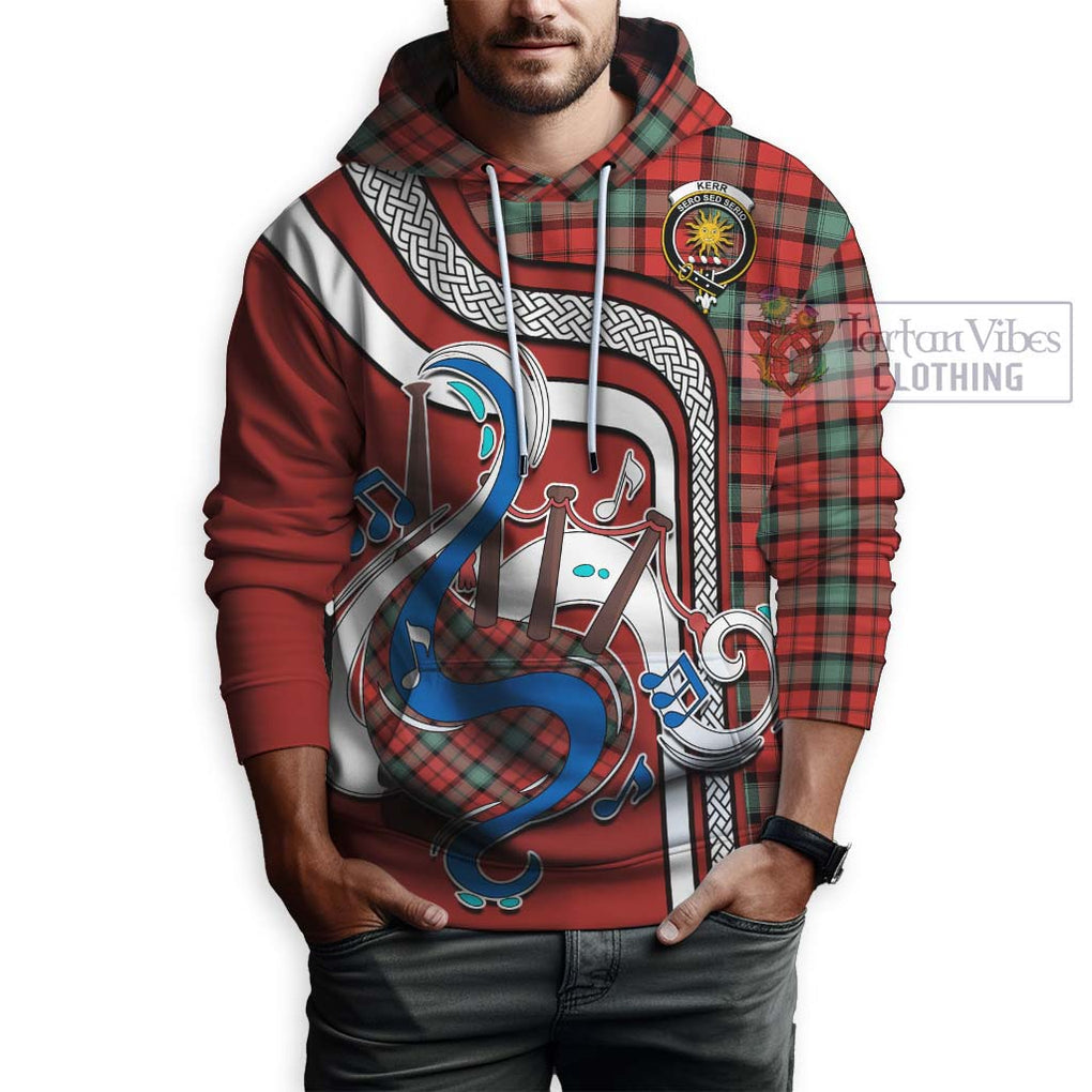 Kerr Ancient Tartan Hoodie with Epic Bagpipe Style Zip Hoodie - Tartanvibesclothing Shop