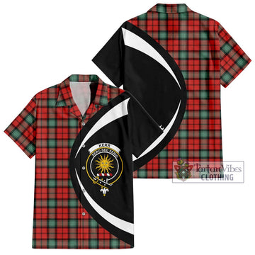 Kerr Ancient Tartan Short Sleeve Button Up with Family Crest Circle Style