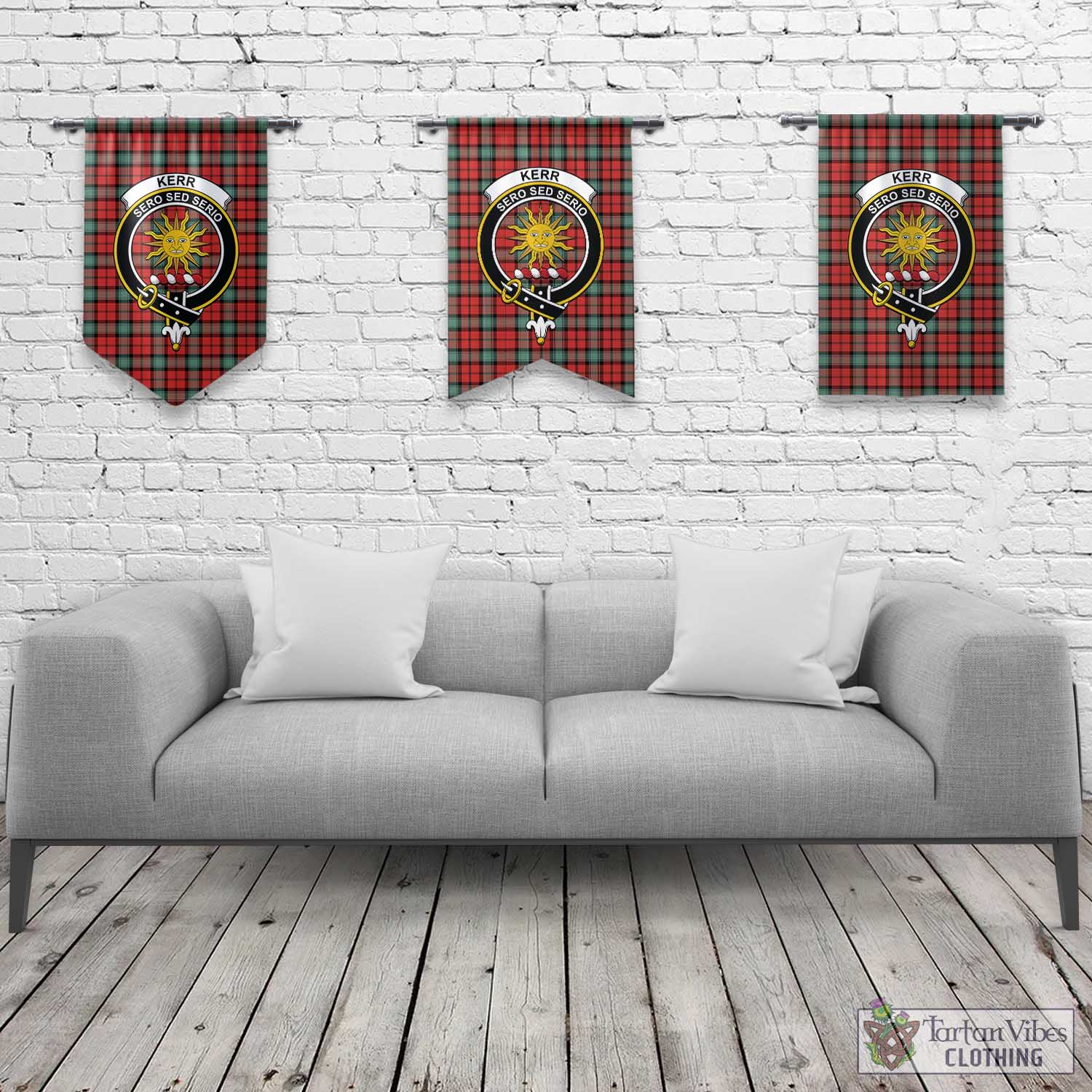 Tartan Vibes Clothing Kerr Ancient Tartan Gonfalon, Tartan Banner with Family Crest