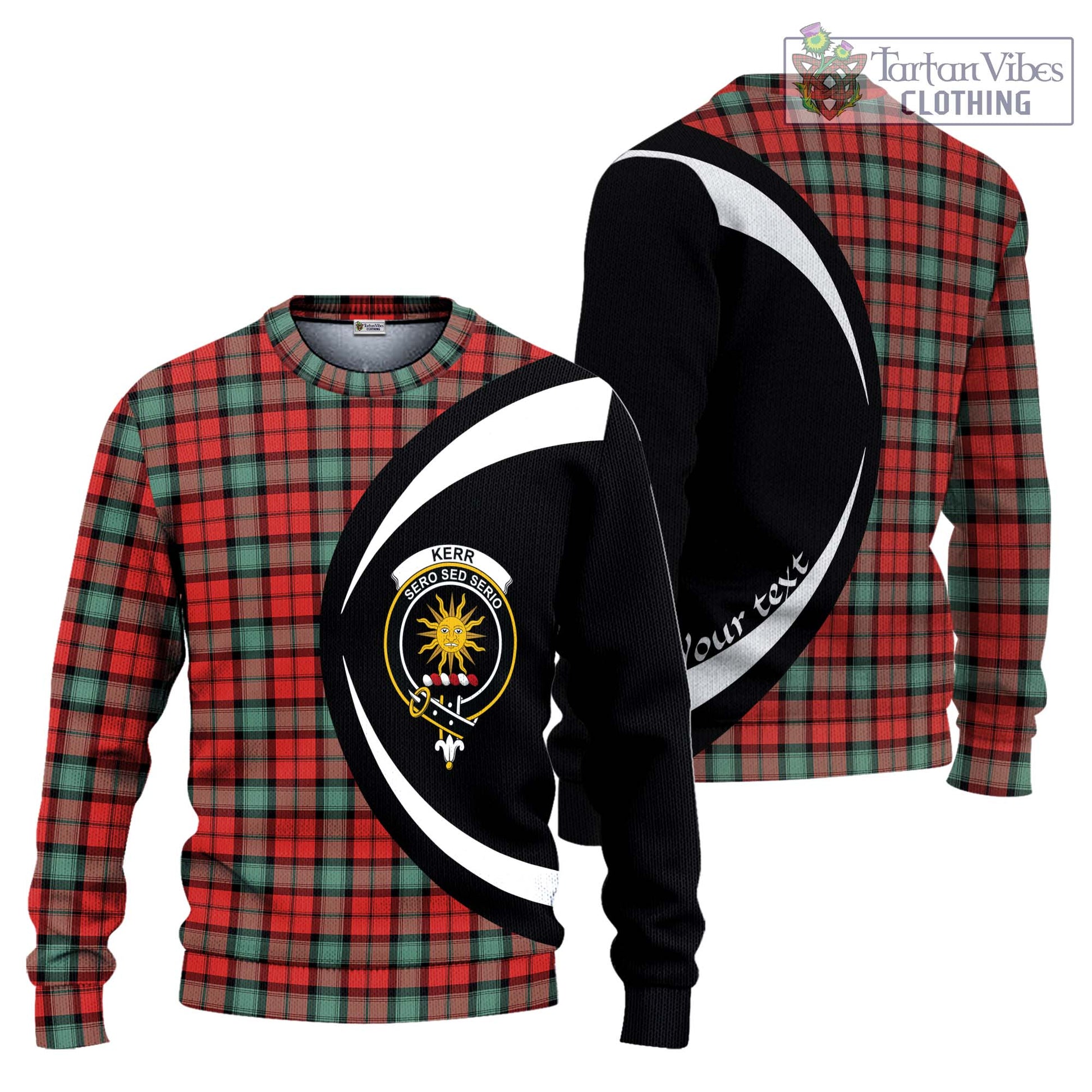 Kerr Ancient Tartan Ugly Sweater with Family Crest Circle Style Unisex - Tartan Vibes Clothing