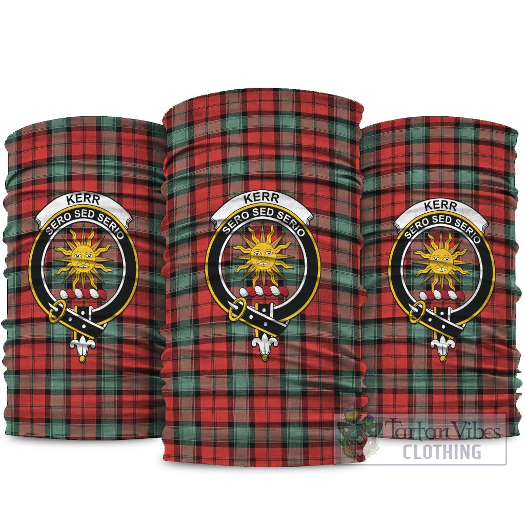 Kerr Ancient Tartan Neck Gaiters, Tartan Bandanas, Tartan Head Band with Family Crest