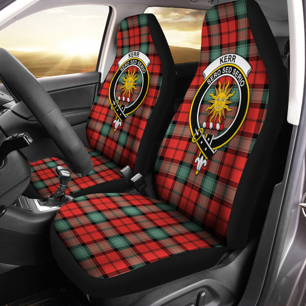 Kerr Ancient Tartan Car Seat Cover with Family Crest One Size - Tartanvibesclothing