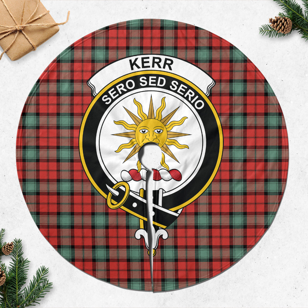 Kerr Ancient Tartan Christmas Tree Skirt with Family Crest - Tartanvibesclothing