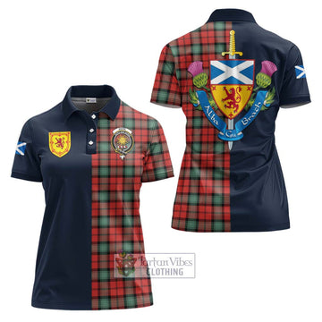 Kerr Ancient Tartan Women's Polo Shirt Alba with Scottish Lion Royal Arm Half Style