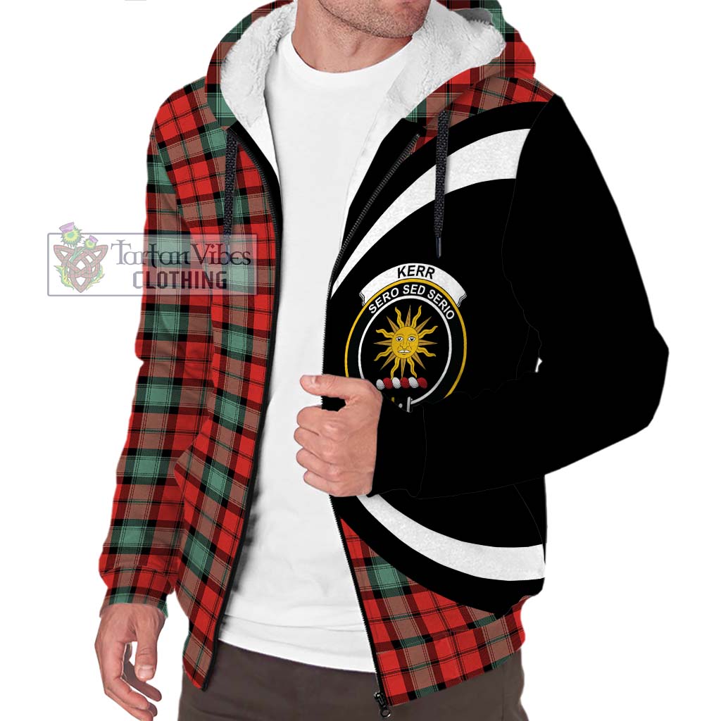 Kerr Ancient Tartan Sherpa Hoodie with Family Crest Circle Style Unisex S - Tartan Vibes Clothing