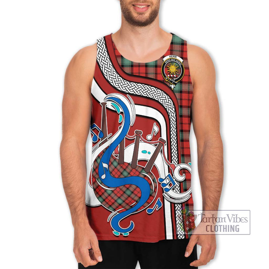 Kerr Ancient Tartan Men's Tank Top with Epic Bagpipe Style Men - Tartanvibesclothing Shop