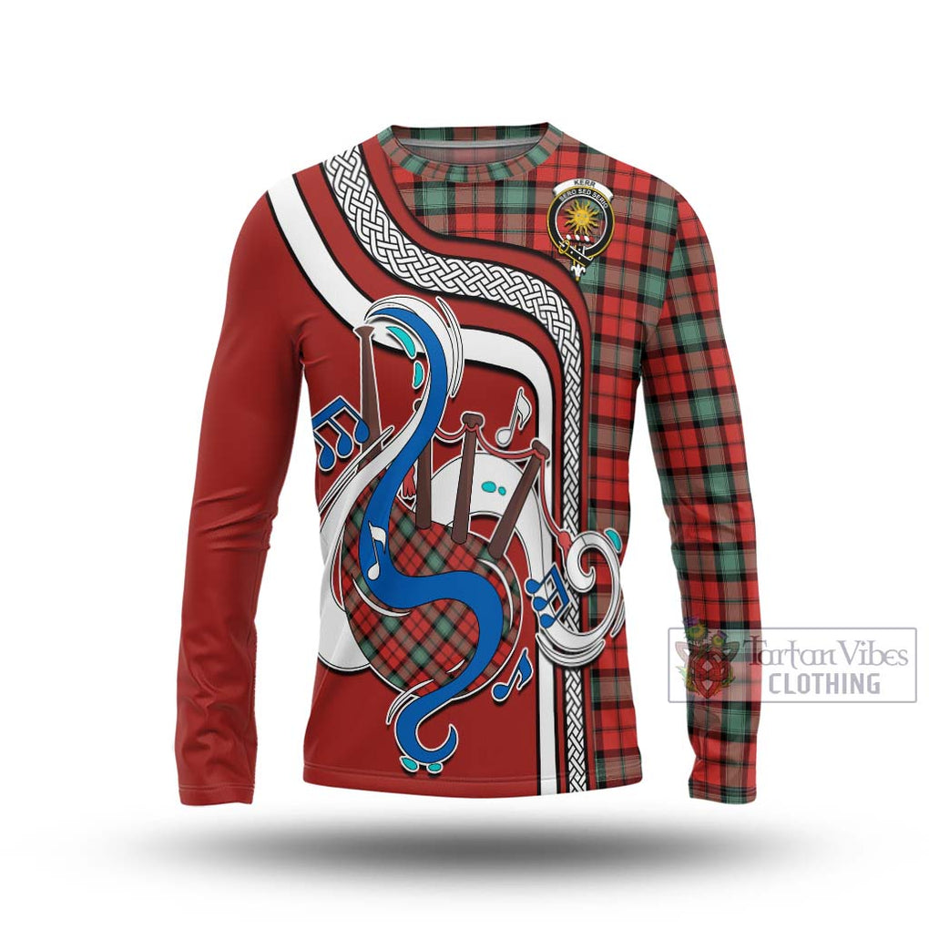 Tartan Vibes Clothing Kerr Ancient Tartan Long Sleeve T-Shirt with Epic Bagpipe Style