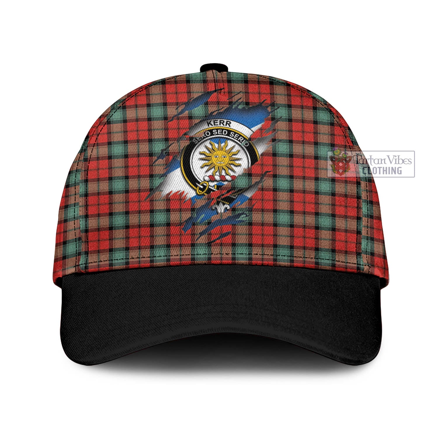 Tartan Vibes Clothing Kerr Ancient Tartan Classic Cap with Family Crest In Me Style