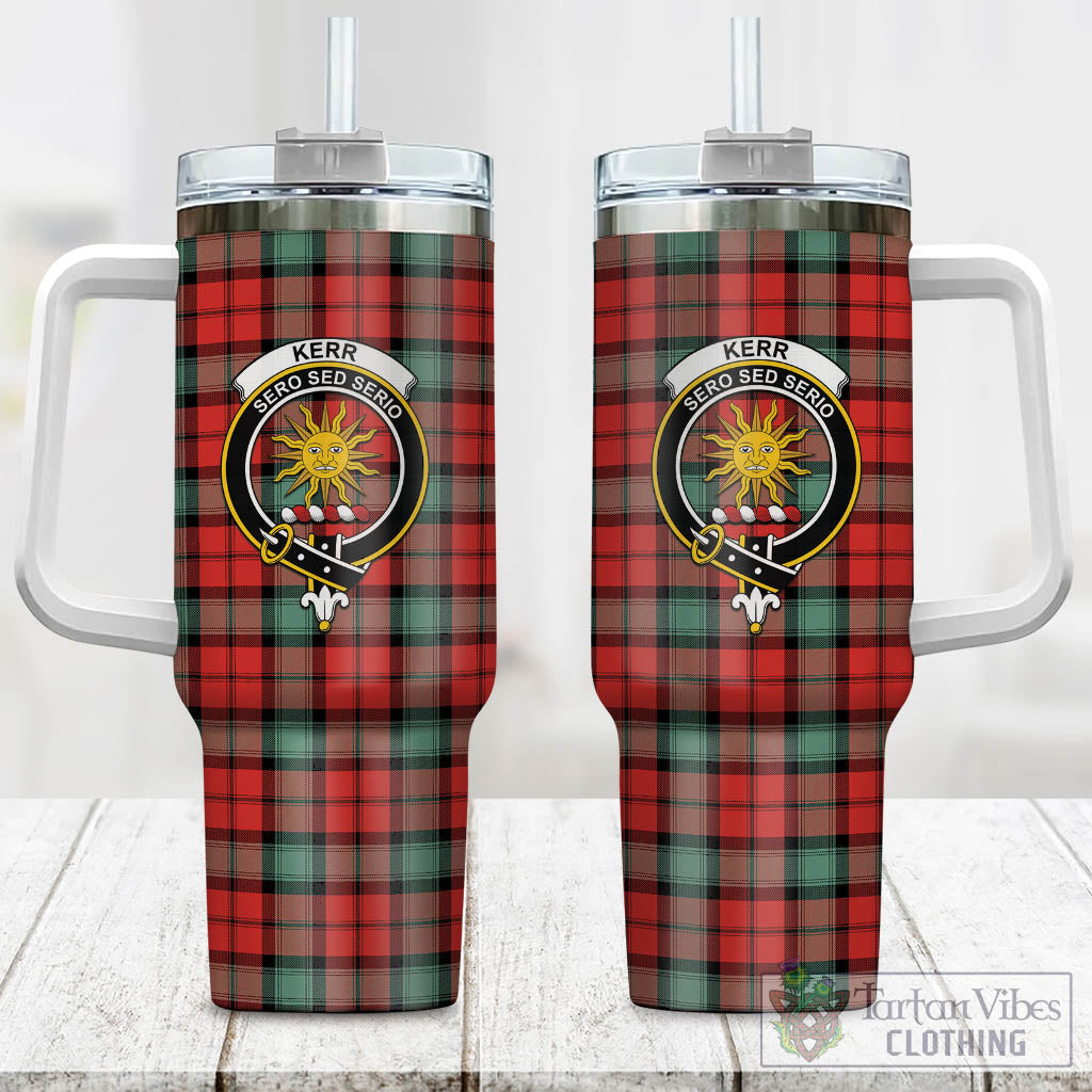 Tartan Vibes Clothing Kerr Ancient Tartan and Family Crest Tumbler with Handle