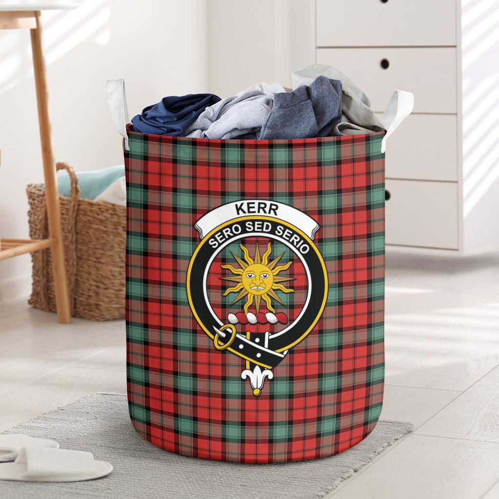 Kerr Ancient Tartan Laundry Basket with Family Crest One Size - Tartanvibesclothing Shop