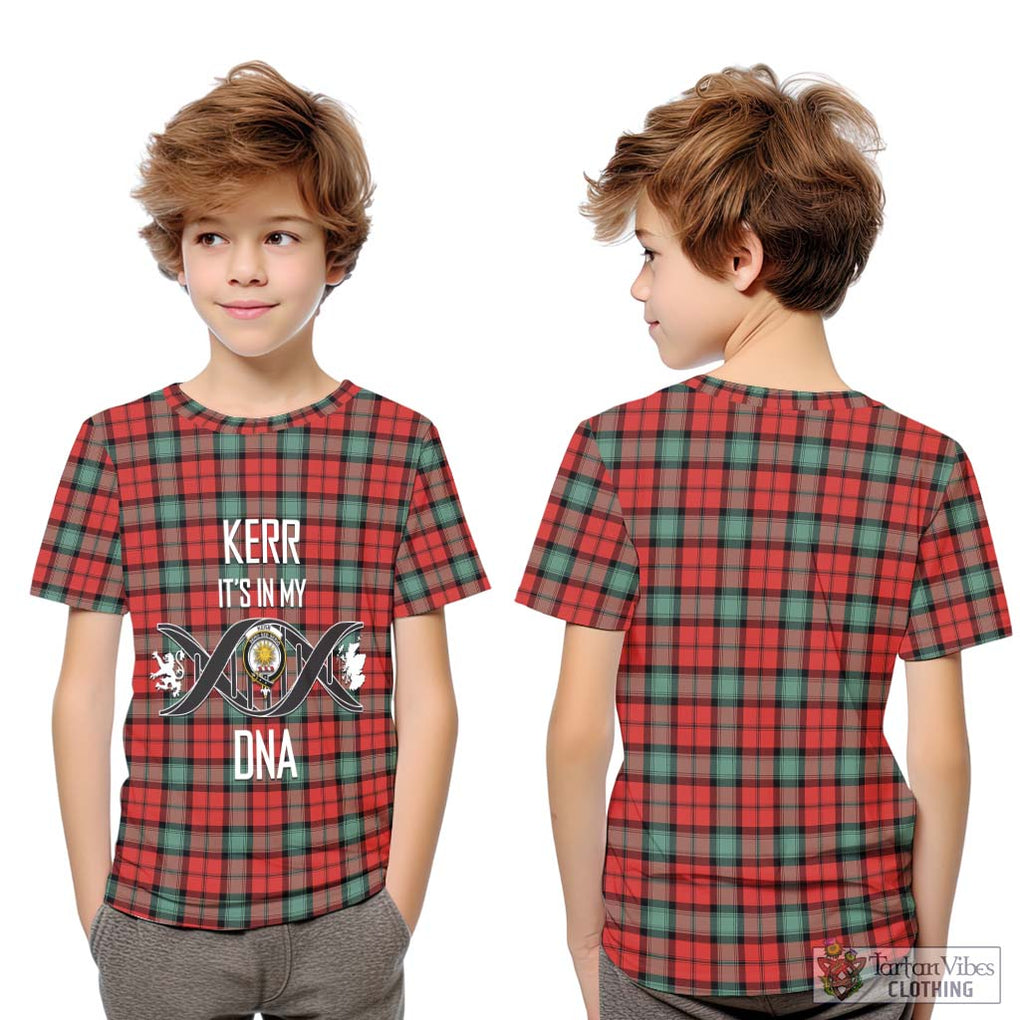 Kerr Ancient Tartan Kid T-Shirt with Family Crest DNA In Me Style Youth XL Size14 - Tartanvibesclothing Shop