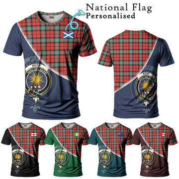 Kerr Ancient Tartan T-Shirt with Personalised National Flag and Family Crest Half Style