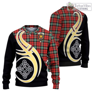 Kerr Ancient Tartan Ugly Sweater with Family Crest and Celtic Symbol Style