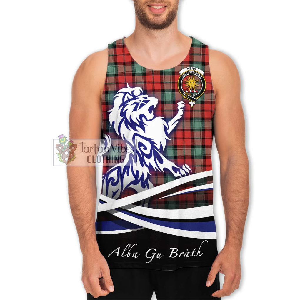 Kerr Ancient Tartan Men's Tank Top with Alba Gu Brath Regal Lion Emblem Men - Tartanvibesclothing Shop