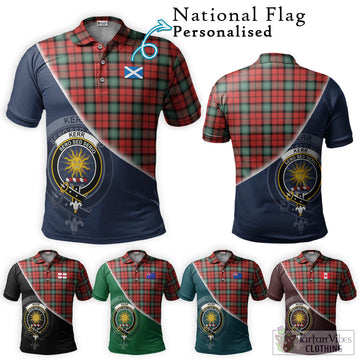 Kerr Ancient Tartan Polo Shirt with Personalised National Flag and Family Crest Half Style