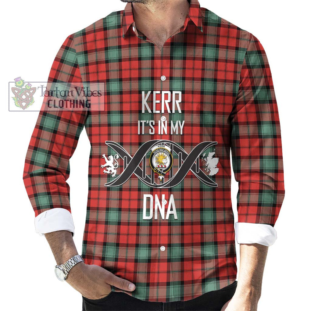 Kerr Ancient Tartan Long Sleeve Button Shirt with Family Crest DNA In Me Style Men's Shirt S - Tartanvibesclothing Shop