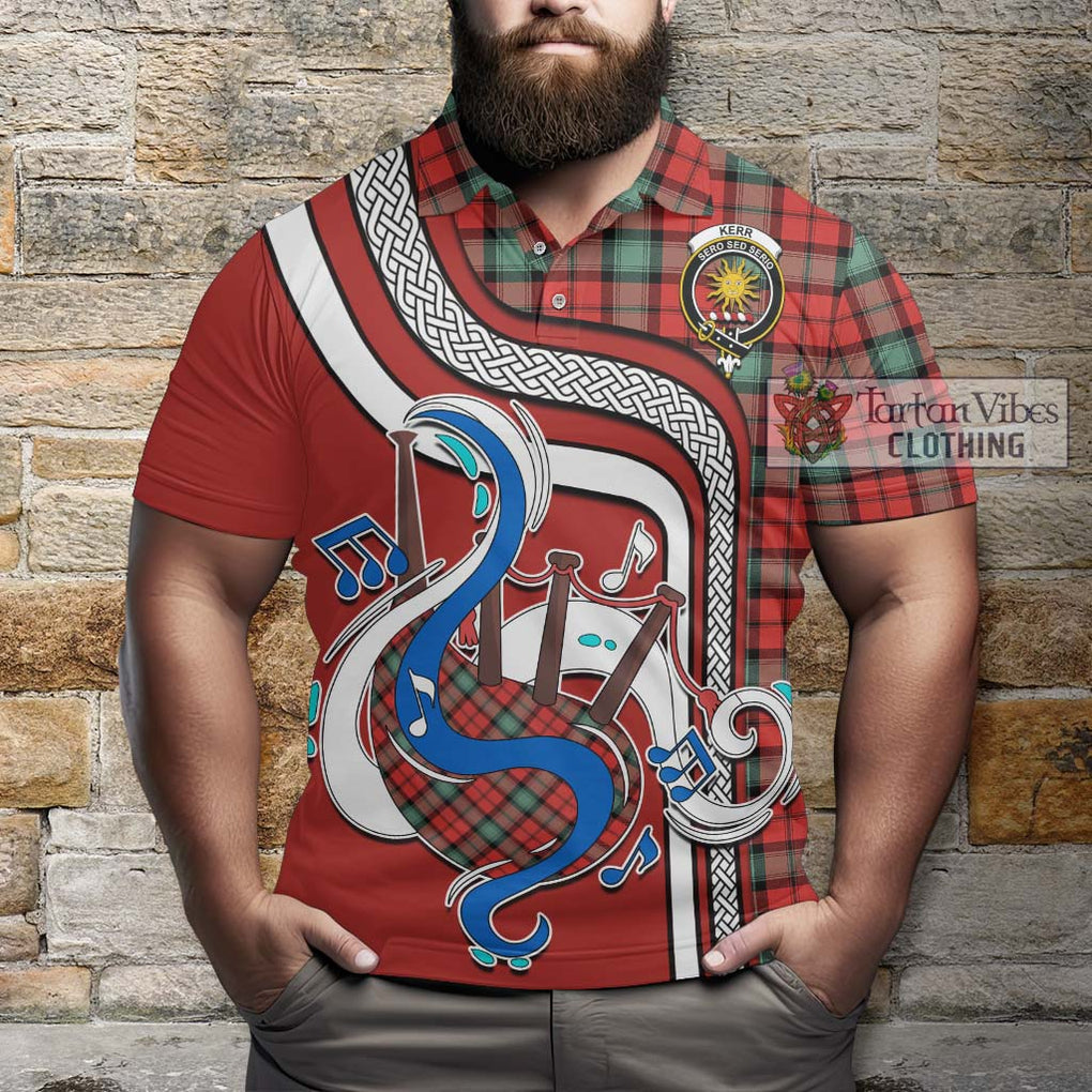 Tartan Vibes Clothing Kerr Ancient Tartan Polo Shirt with Epic Bagpipe Style