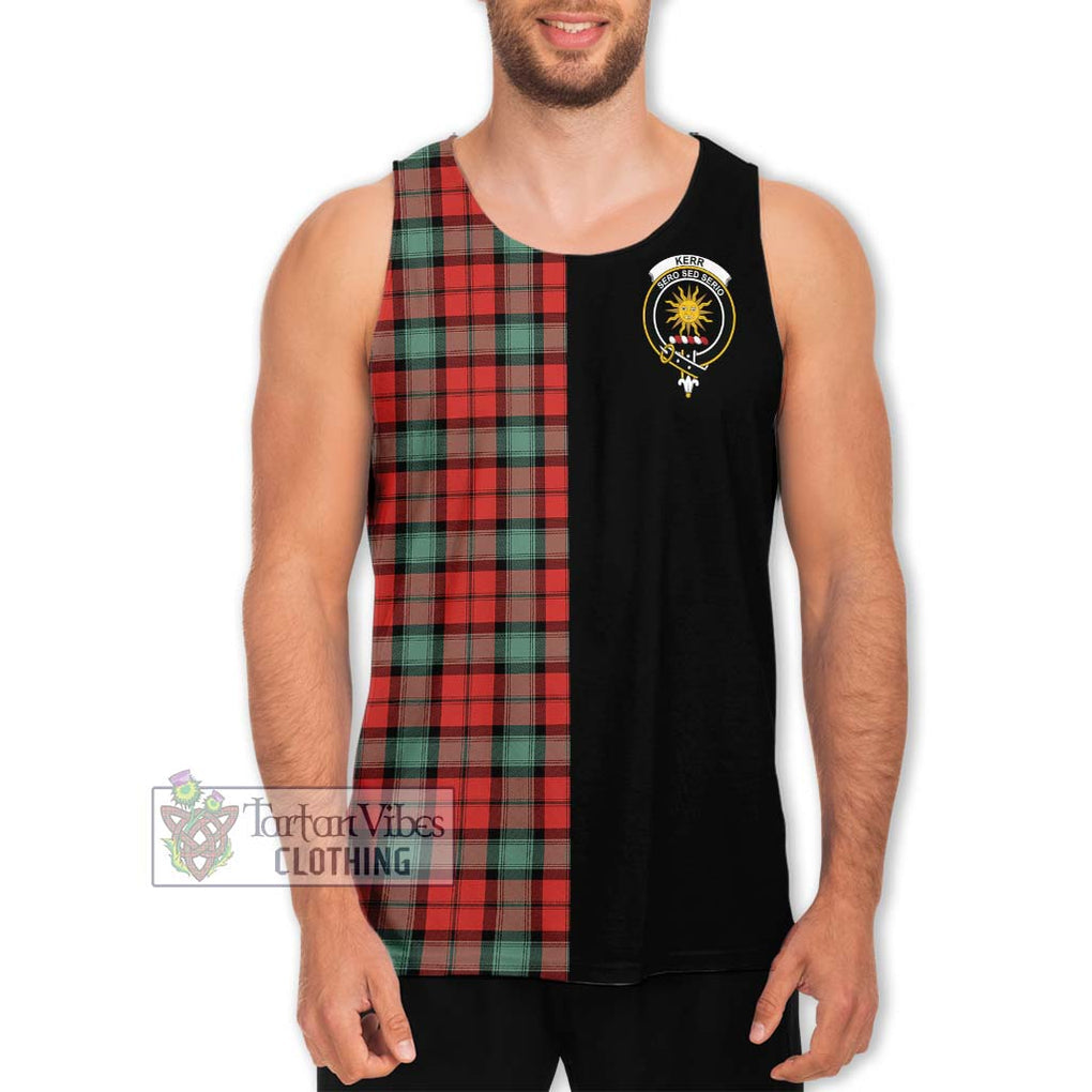 Kerr Ancient Tartan Men's Tank Top with Family Crest and Half Of Me Style Men - Tartanvibesclothing Shop