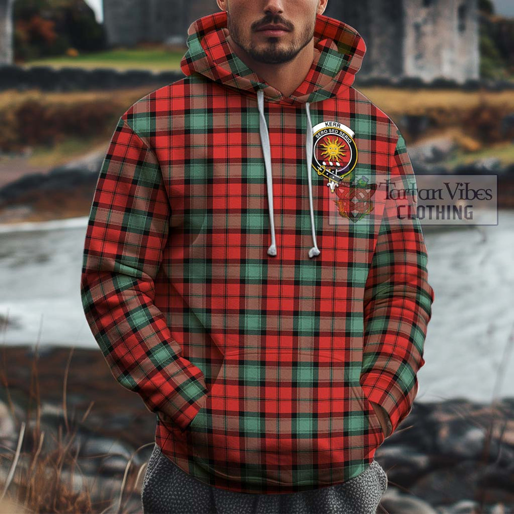 Kerr Ancient Tartan Cotton Hoodie with Family Crest Pullover Hoodie XS - Tartan Vibes Clothing