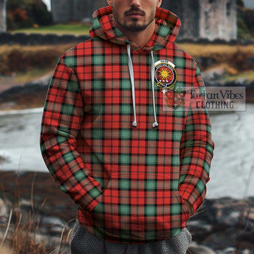 Kerr Ancient Tartan Cotton Hoodie with Family Crest