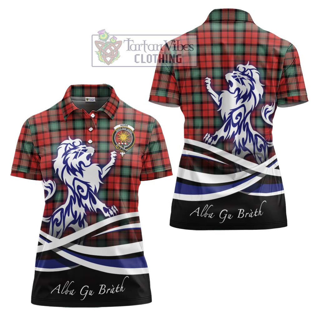 Kerr Ancient Tartan Women's Polo Shirt with Alba Gu Brath Regal Lion Emblem Women - Tartanvibesclothing Shop