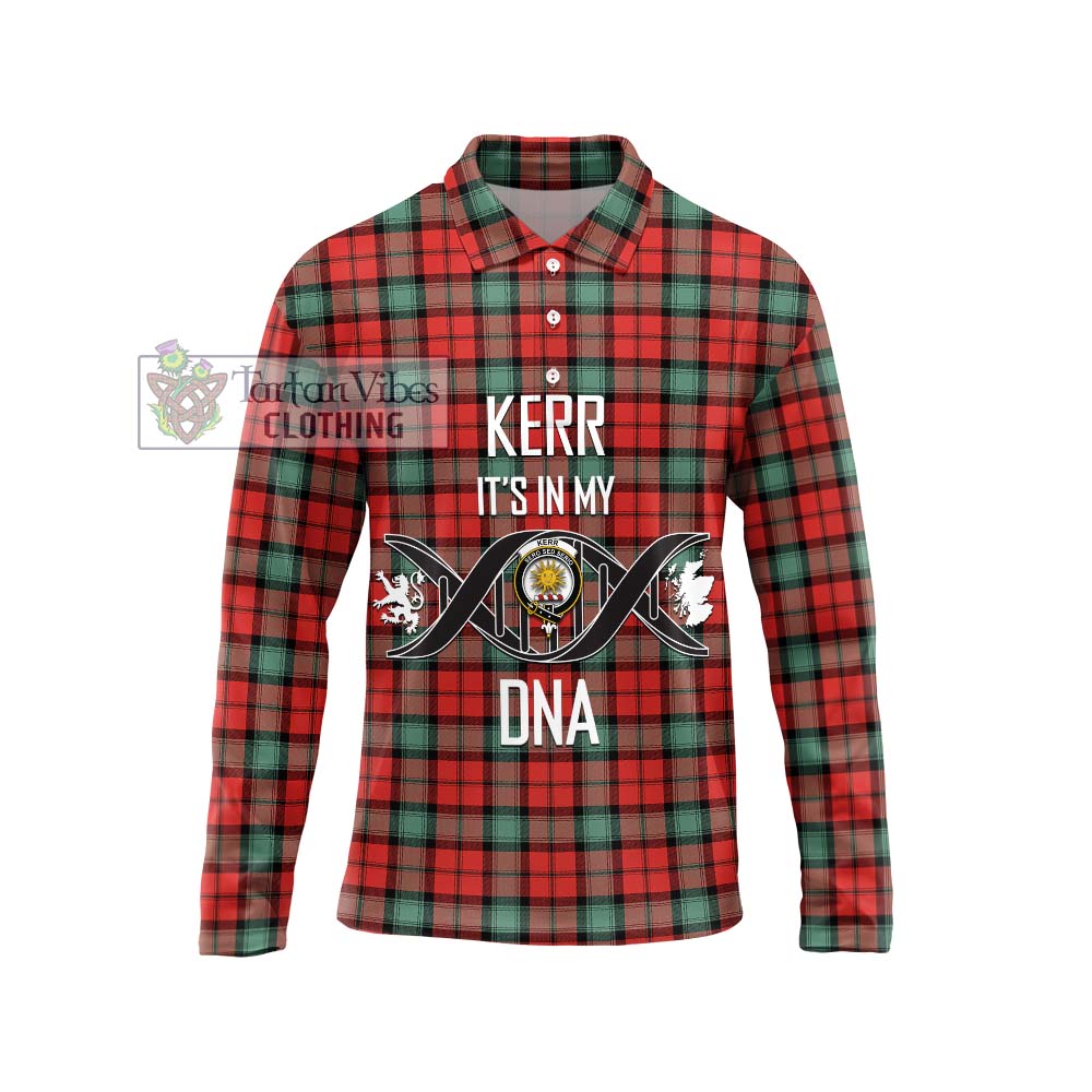 Kerr Ancient Tartan Long Sleeve Polo Shirt with Family Crest DNA In Me Style Unisex - Tartanvibesclothing Shop