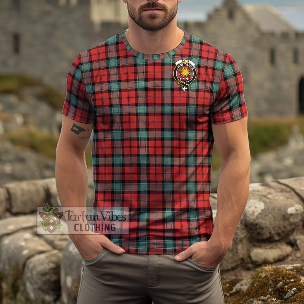 Kerr Ancient Tartan Cotton T-Shirt with Family Crest Men's Shirt - Tartanvibesclothing Shop