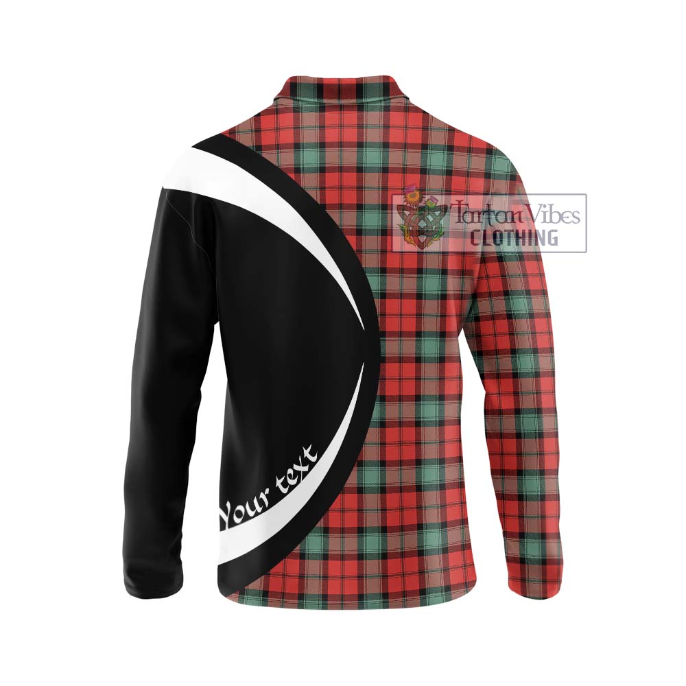 Kerr Ancient Tartan Long Sleeve Polo Shirt with Family Crest Circle Style - Tartan Vibes Clothing