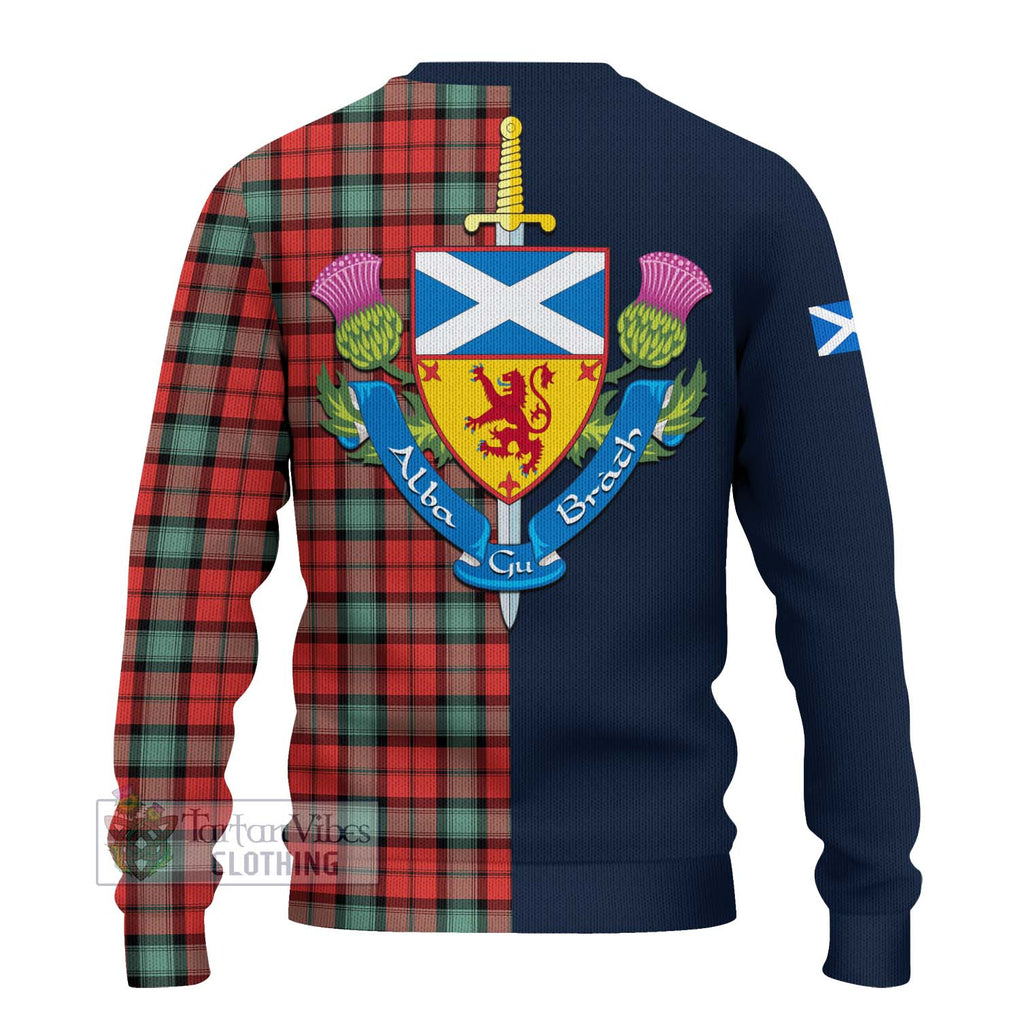 Tartan Vibes Clothing Kerr Ancient Tartan Knitted Sweater with Scottish Lion Royal Arm Half Style