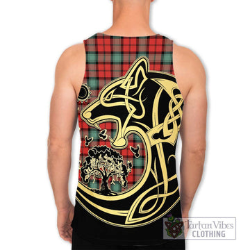 Kerr Ancient Tartan Men's Tank Top with Family Crest Celtic Wolf Style