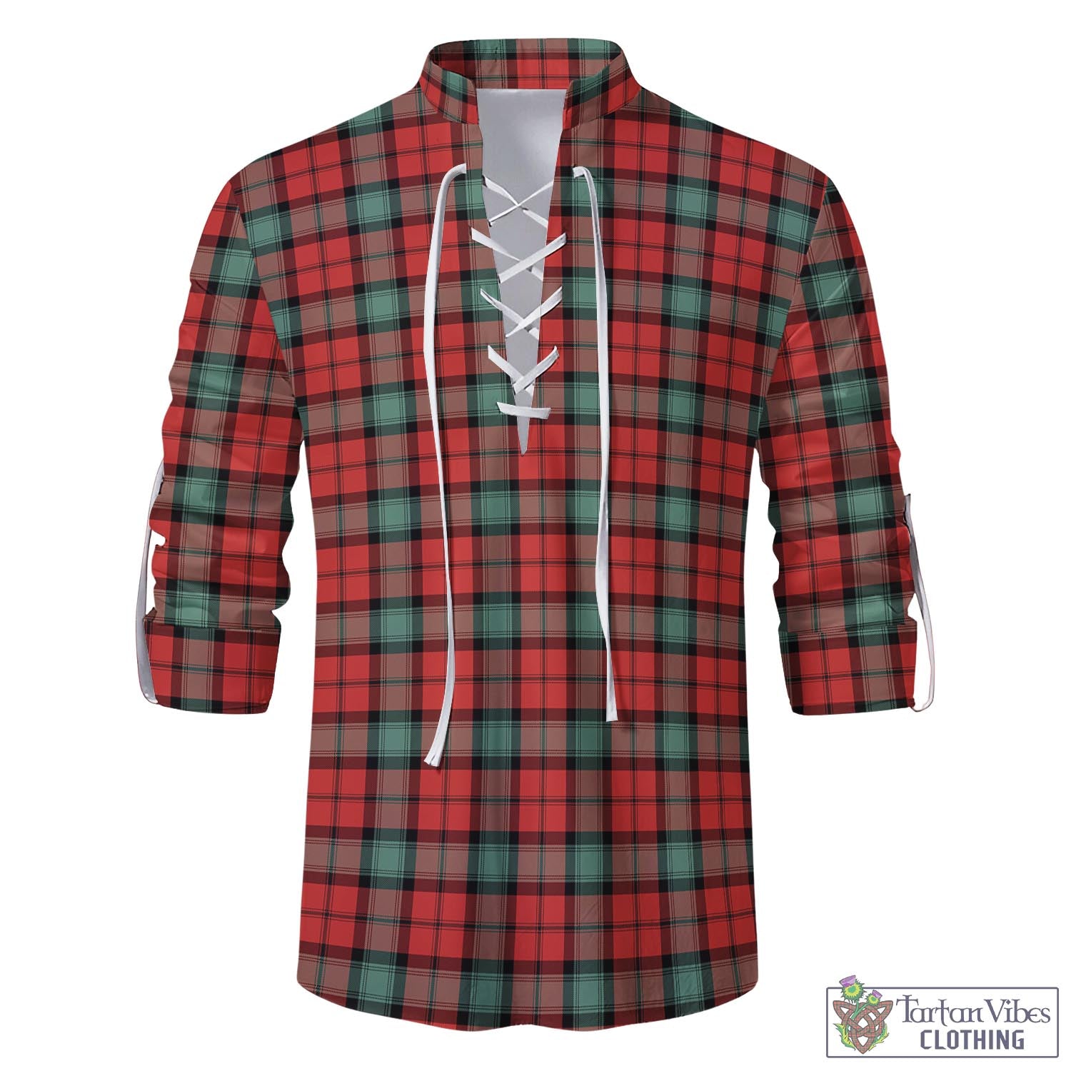 Tartan Vibes Clothing Kerr Ancient Tartan Men's Scottish Traditional Jacobite Ghillie Kilt Shirt