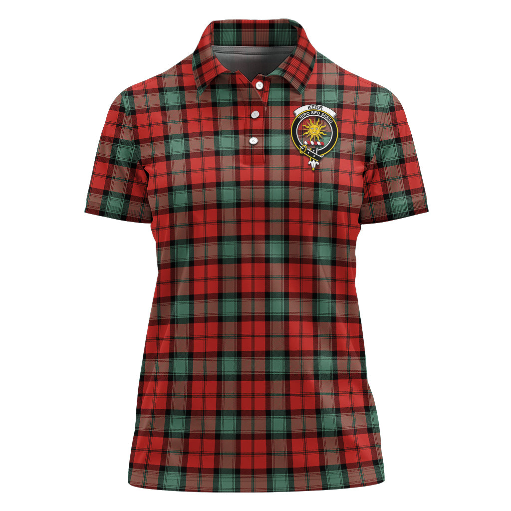 Kerr Ancient Tartan Polo Shirt with Family Crest For Women - Tartan Vibes Clothing